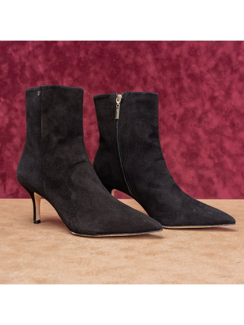 Larroude Women Mini Kate Black Fashion Party Pointy Toe Suede Ankle Boots sz 10